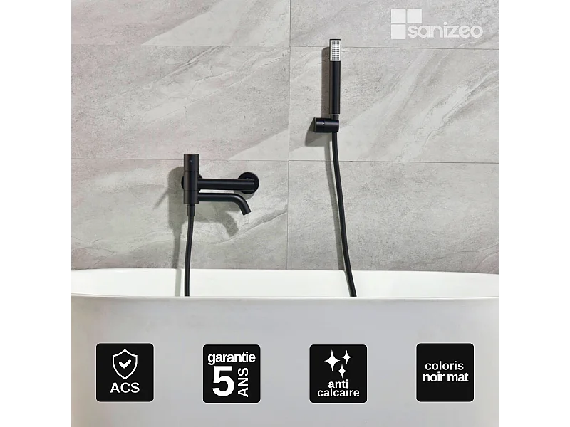 Ensemble Bain/Douche Anti-Calcaire Noir Mat MONZA BDM039-4NG