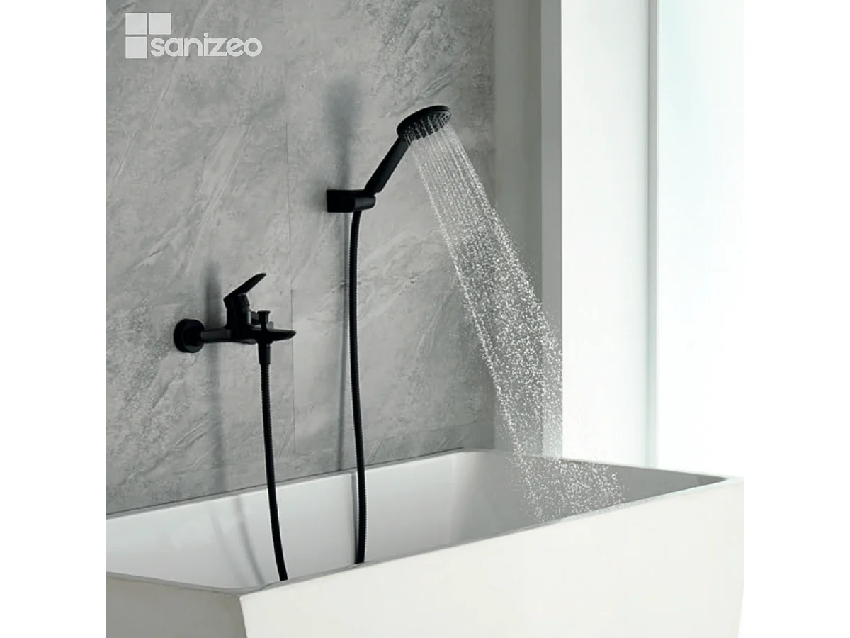 Ensemble Bain/Douche Anti-Calcaire Noir Mat BELGICA BDZ044-4NG