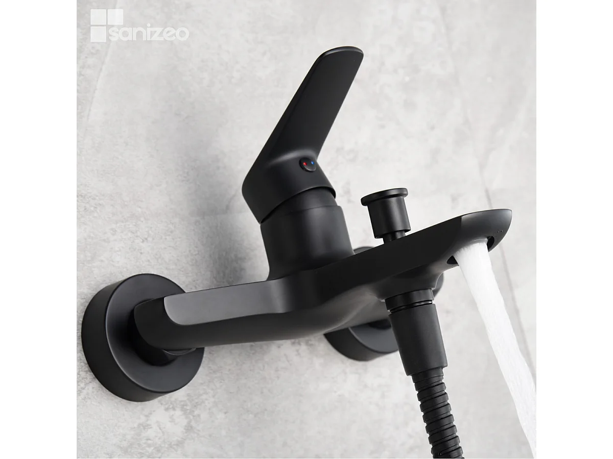 Ensemble Bain/Douche Anti-Calcaire Noir Mat BELGICA BDZ044-4NG