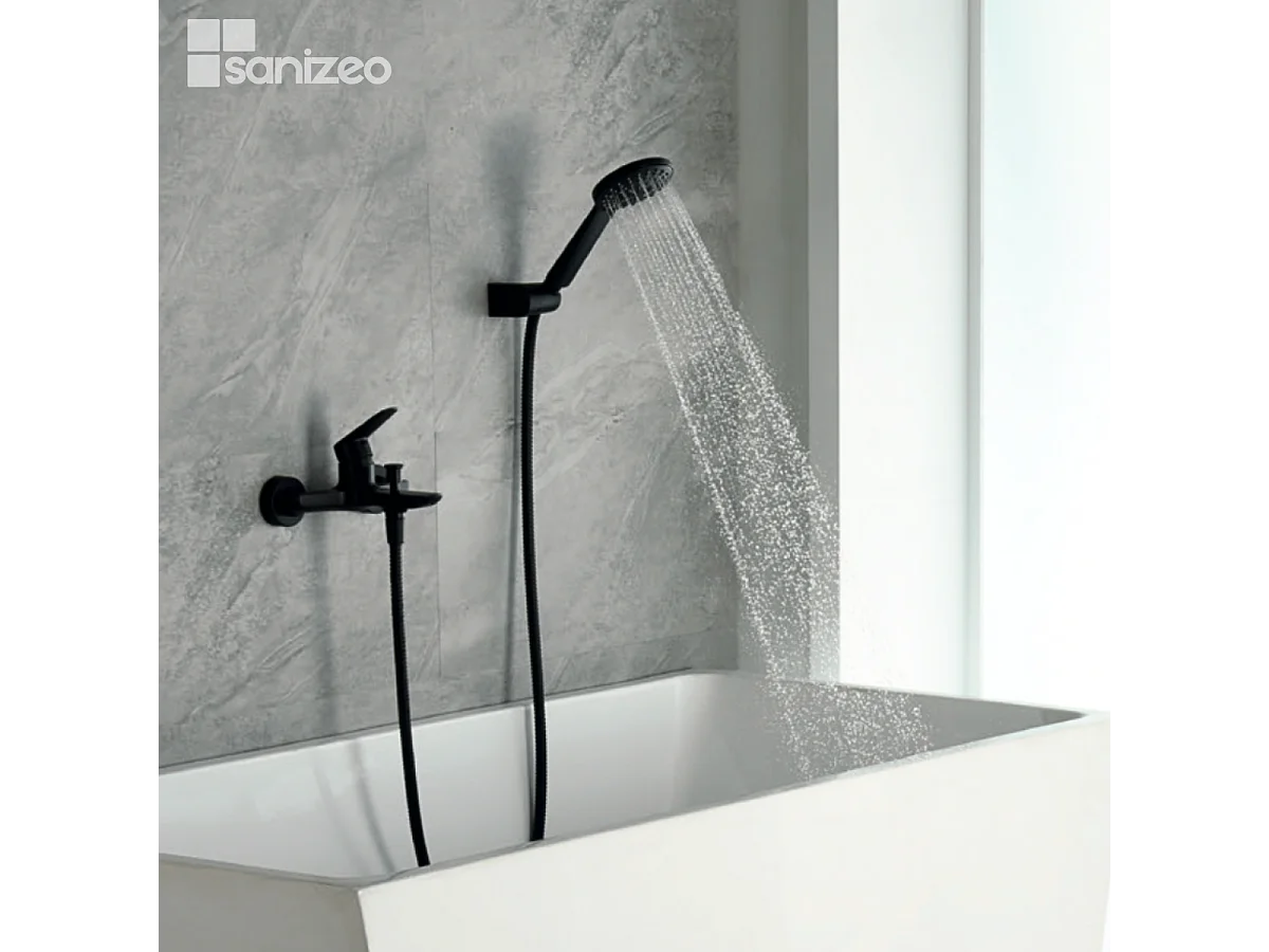 Ensemble Bain/Douche Anti-Calcaire Noir Mat BELGICA BDZ044-4NG