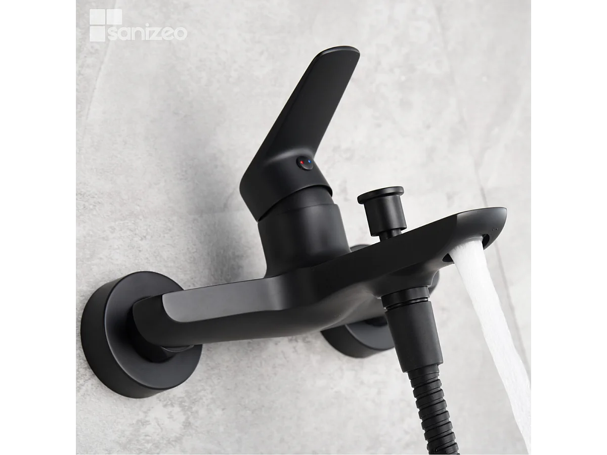 Ensemble Bain/Douche Anti-Calcaire Noir Mat BELGICA BDZ044-4NG