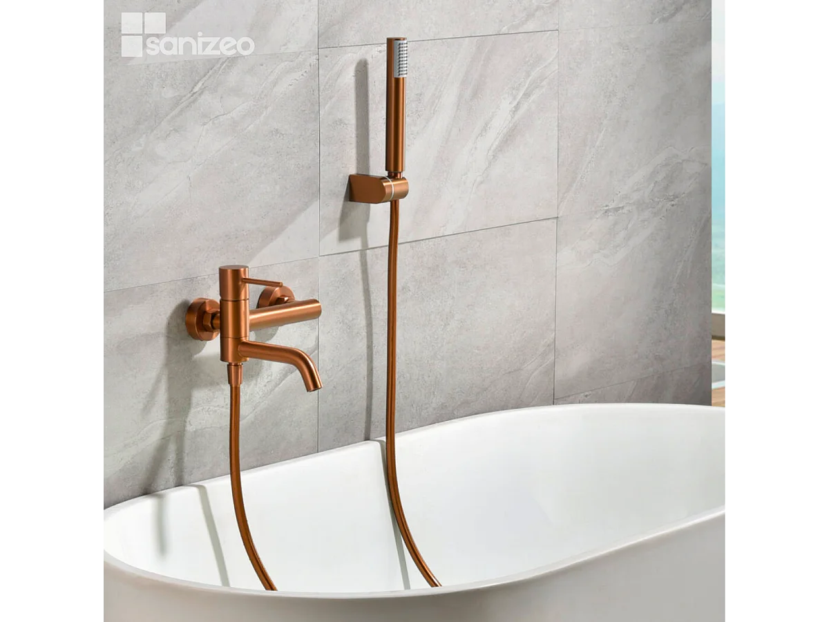 Ensemble Bain/Douche Anti-Calcaire Or Rose Cuivré MONZA BDM039-4ORC