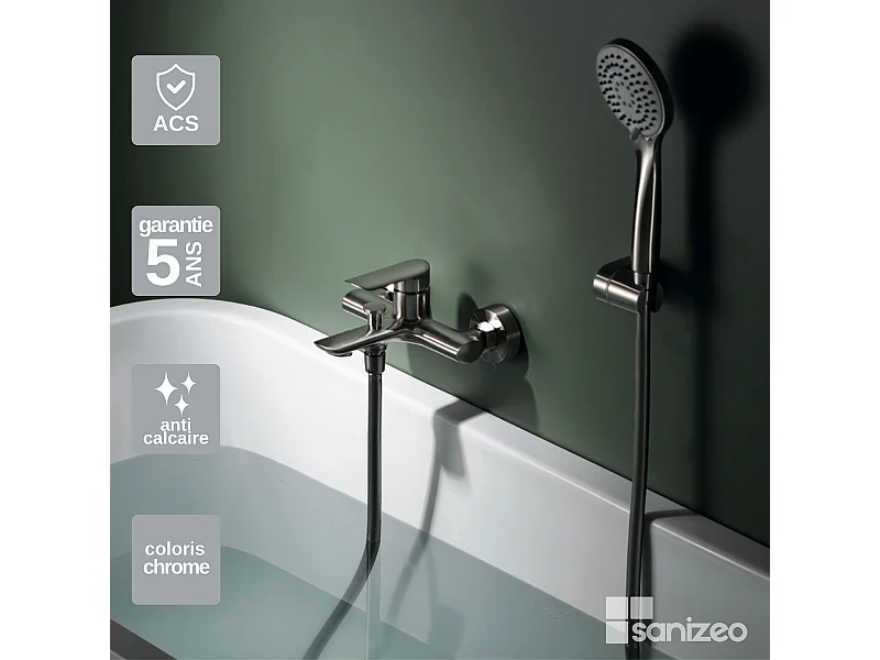 Ensemble Bain/Douche Anti-Calcaire Nickel Brossé URAL BDG040-4NQ