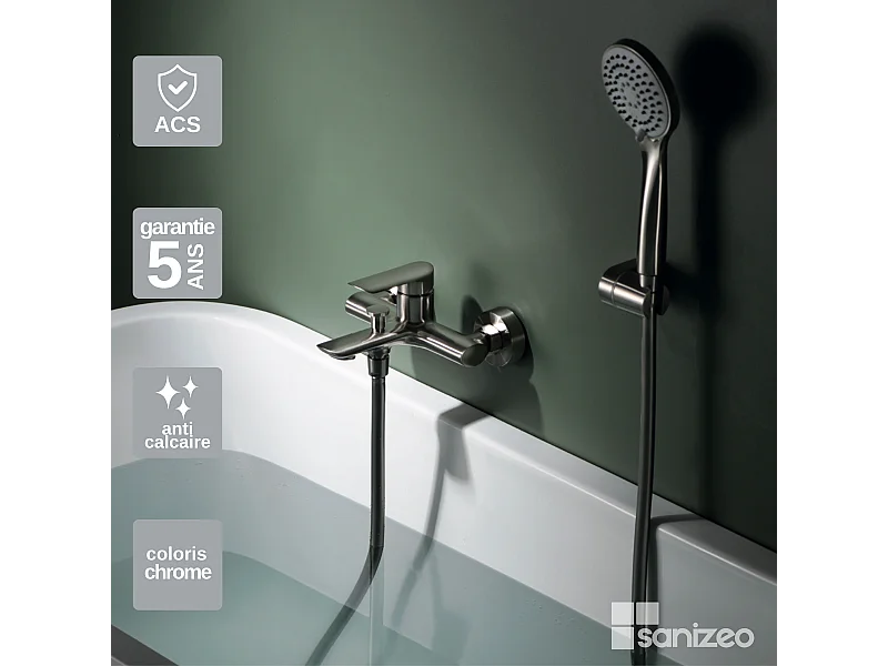 Ensemble Bain/Douche Anti-Calcaire Nickel Brossé URAL BDG040-4NQ