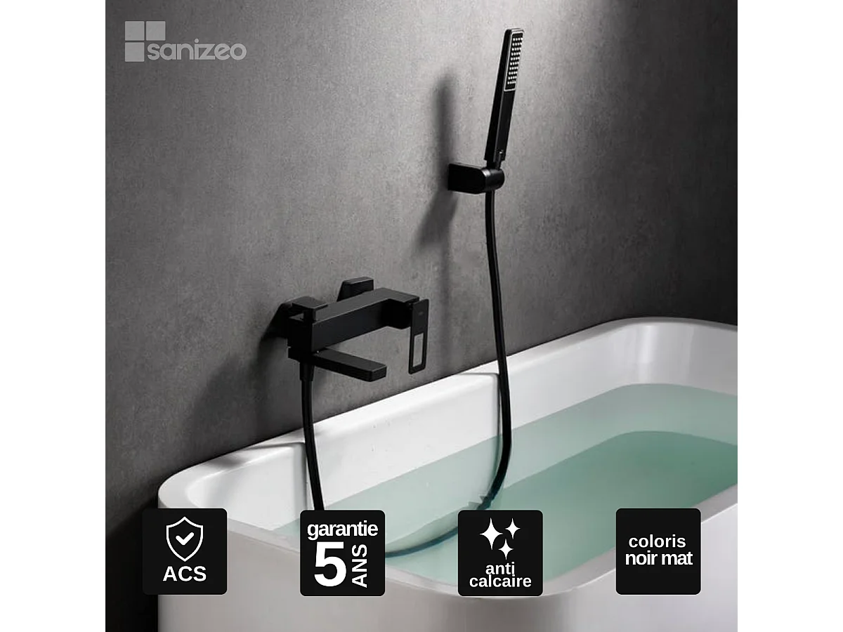 Ensemble Bain/Douche Anti-Calcaire Noir Mat SUECIA BDC032-7NG