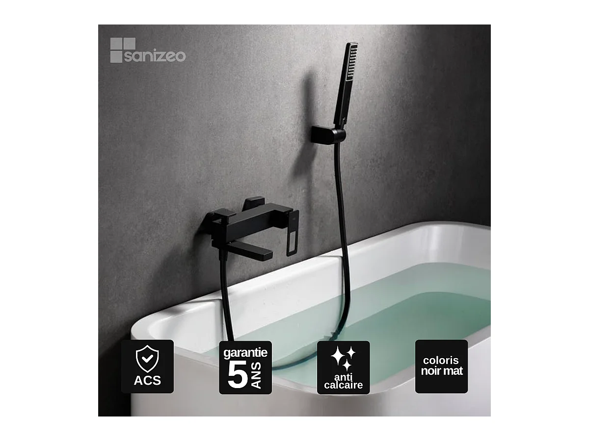 Ensemble Bain/Douche Anti-Calcaire Noir Mat SUECIA BDC032-7NG