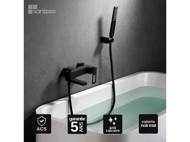 Ensemble Bain/Douche Anti-Calcaire Noir Mat SUECIA BDC032-7NG