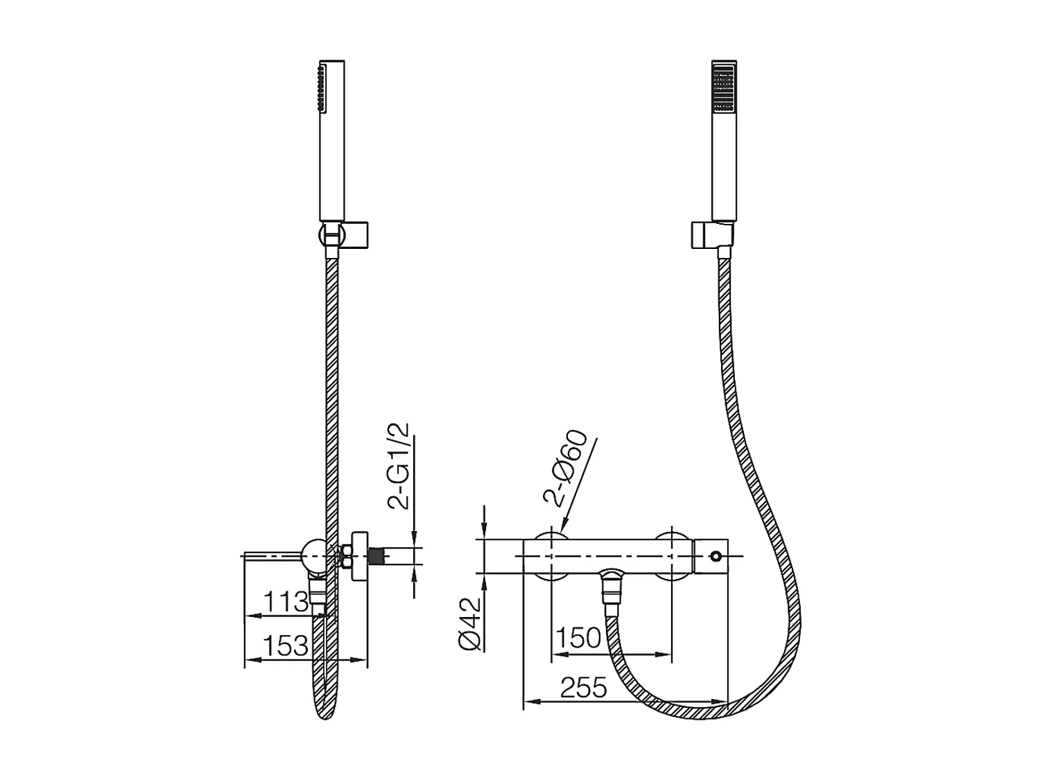 Ensemble Bain/Douche Thermostatique Anti-Calcaire Noir Mat GENOVA BDG053-4NG