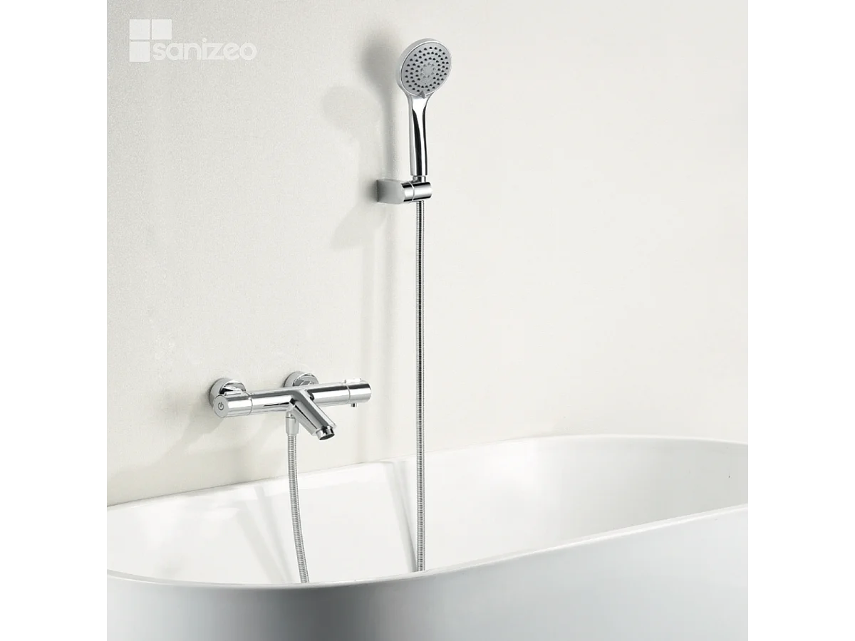 Ensemble Bain/Douche Thermostatique Économie d'Eau Chrome ECO-KENT BTK017-4ECO