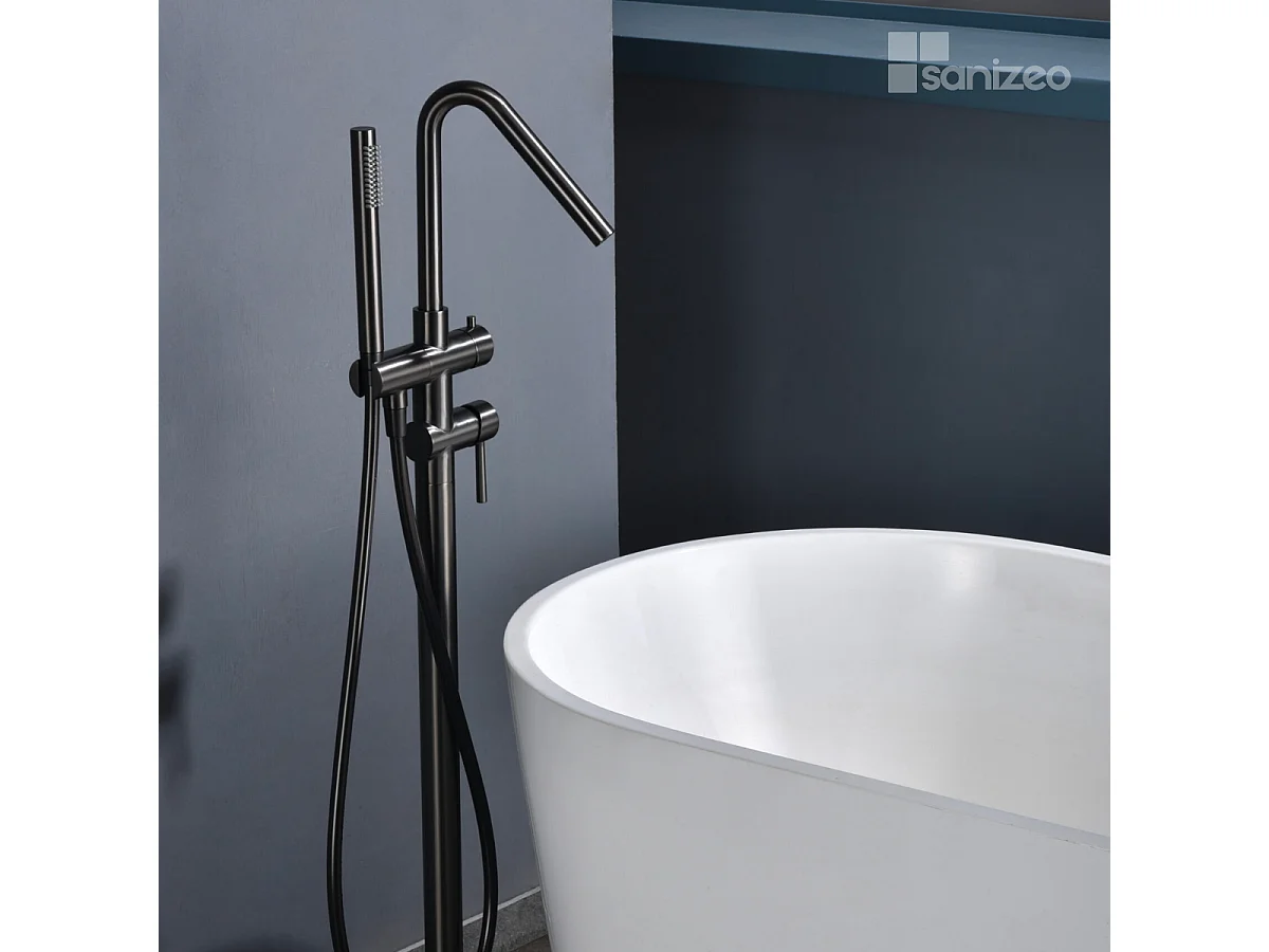 Robinet Mitigeur de Baignoire sur Pied Black Gun Métal CORCEGA BBECO1/BGM