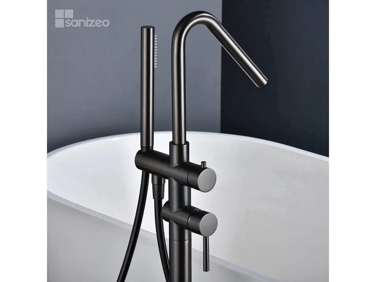 Robinet Mitigeur de Baignoire sur Pied Black Gun Métal CORCEGA BBECO1/BGM