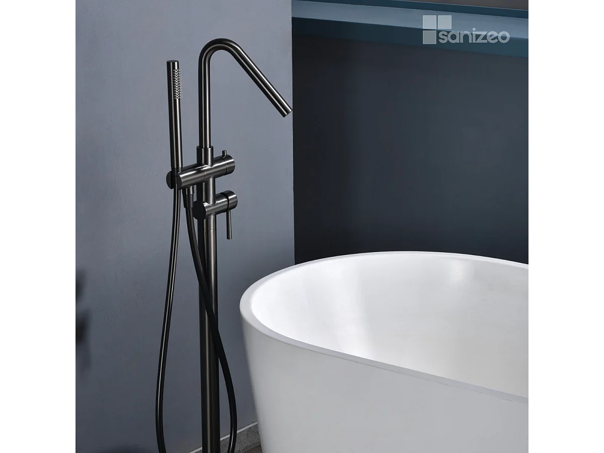 Robinet Mitigeur de Baignoire sur Pied Black Gun Métal CORCEGA BBECO1/BGM