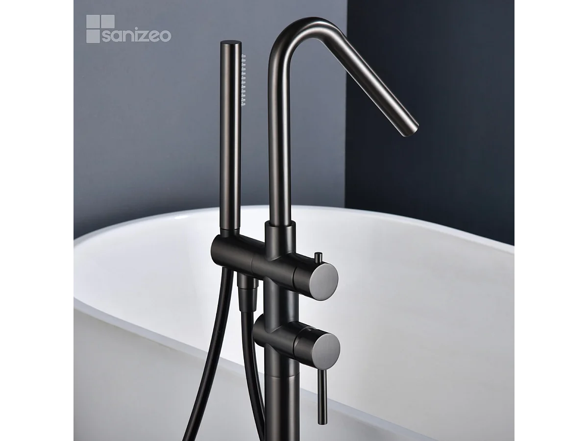 Robinet Mitigeur de Baignoire sur Pied Black Gun Métal CORCEGA BBECO1/BGM