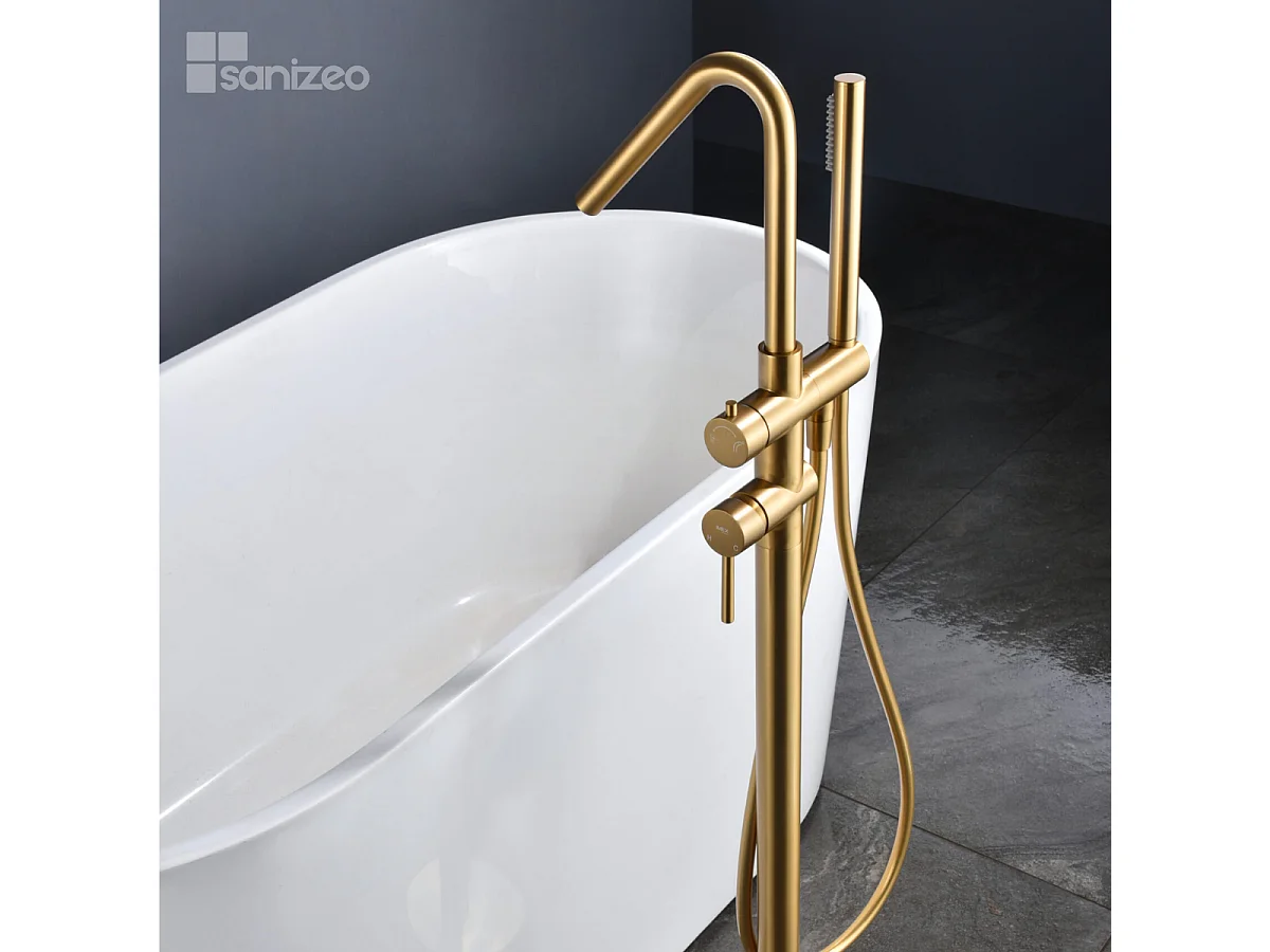 Robinet Mitigeur de Baignoire sur Pied Or Brossé CORCEGA BBECO1/OC