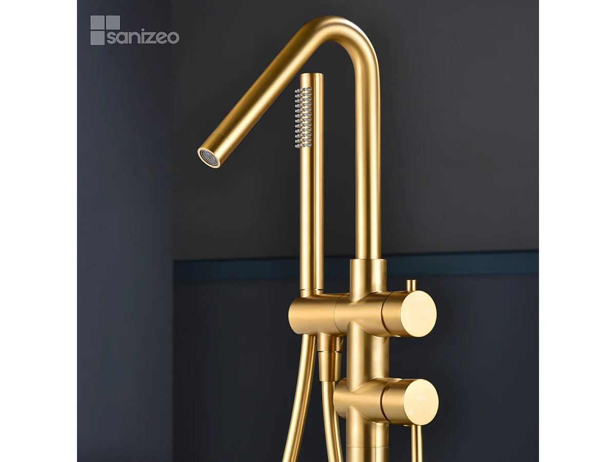 Robinet Mitigeur de Baignoire sur Pied Or Brossé CORCEGA BBECO1/OC