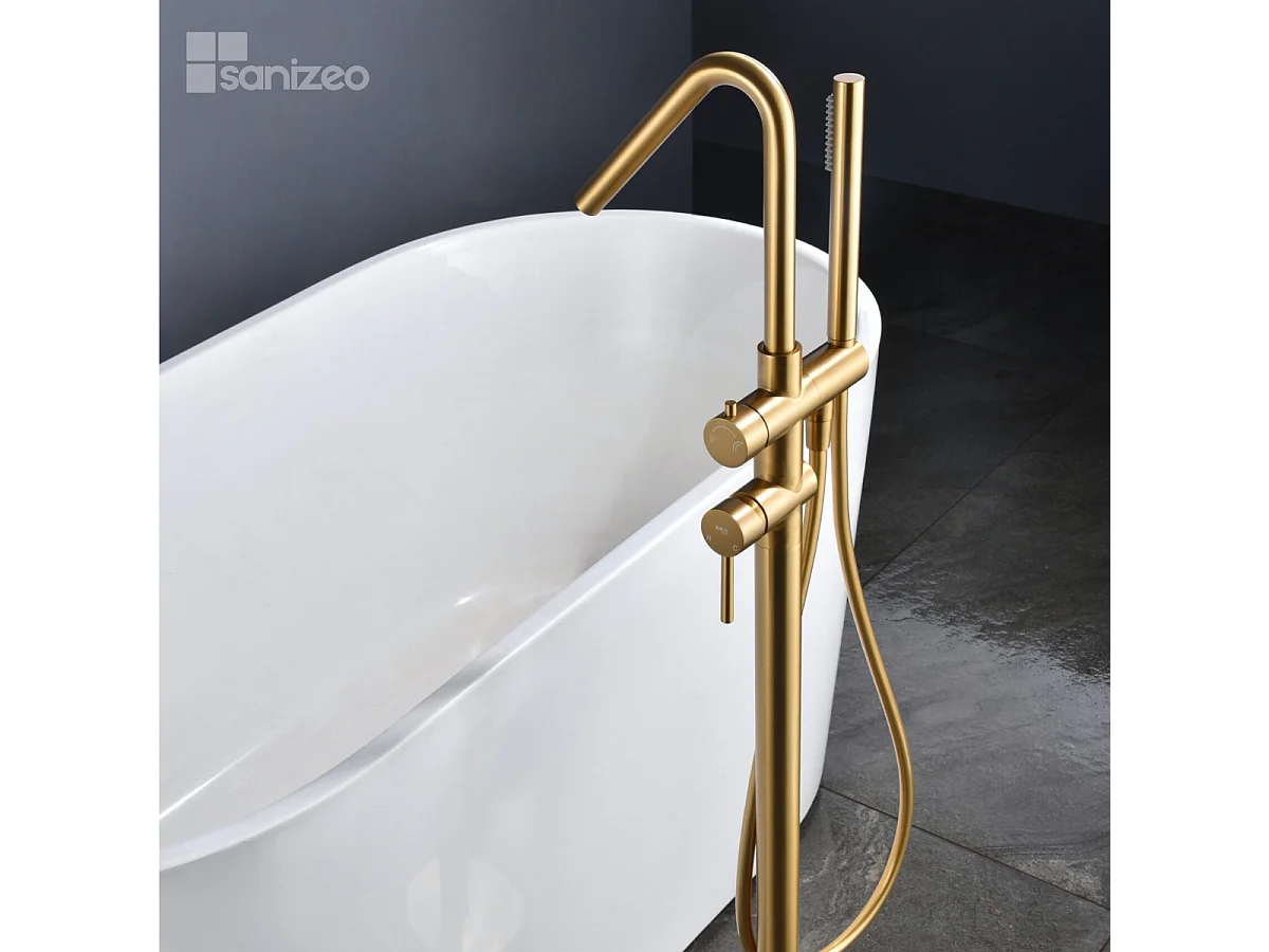 Robinet Mitigeur de Baignoire sur Pied Or Brossé CORCEGA BBECO1/OC