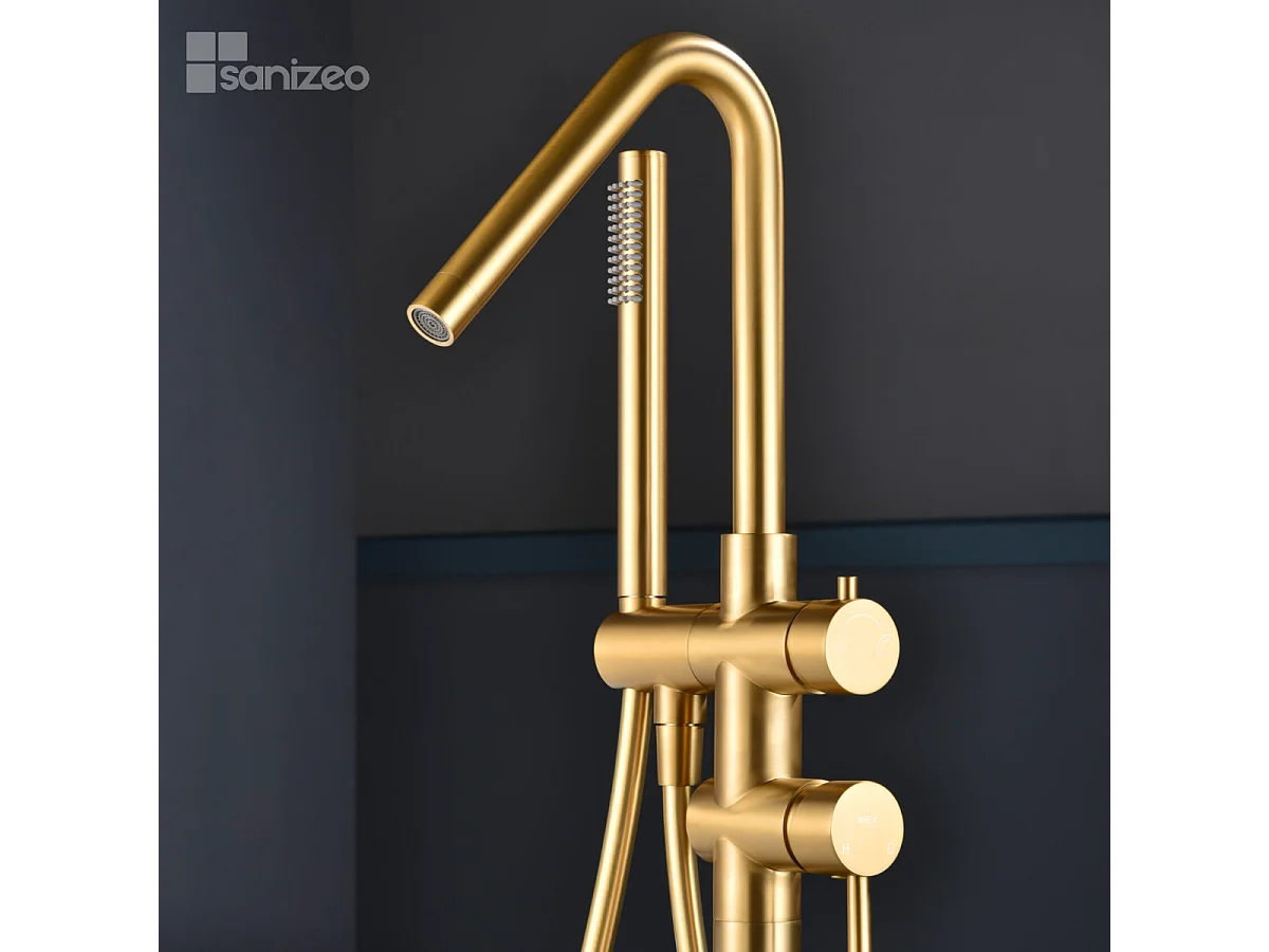 Robinet Mitigeur de Baignoire sur Pied Or Brossé CORCEGA BBECO1/OC