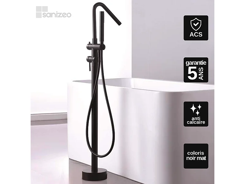Robinet Mitigeur de Baignoire sur Pied Noir Mat CORCEGA BBECO1/NG