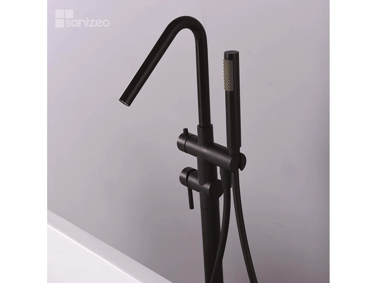 Robinet Mitigeur de Baignoire sur Pied Noir Mat CORCEGA BBECO1/NG