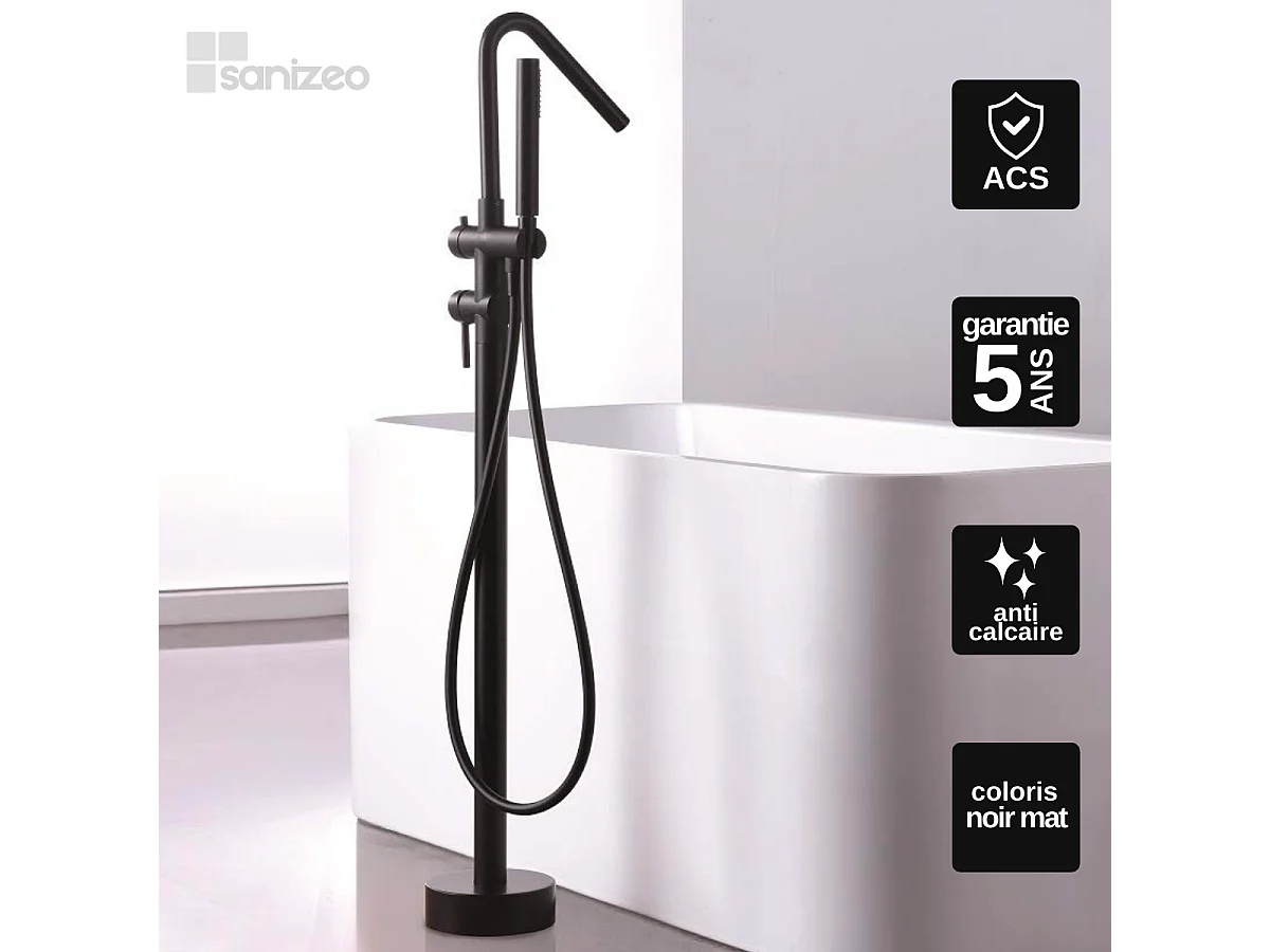 Robinet Mitigeur de Baignoire sur Pied Noir Mat CORCEGA BBECO1/NG