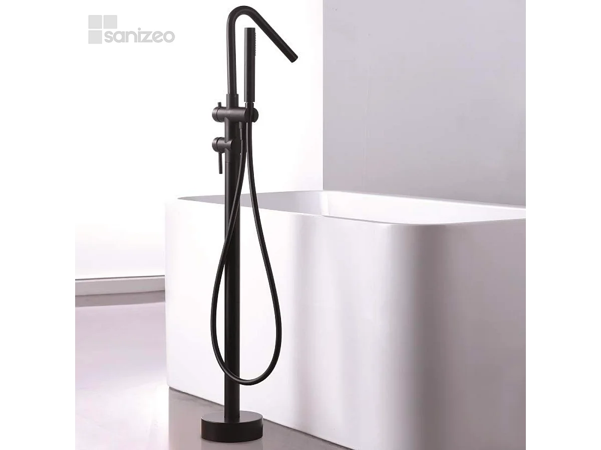 Robinet Mitigeur de Baignoire sur Pied Noir Mat CORCEGA BBECO1/NG