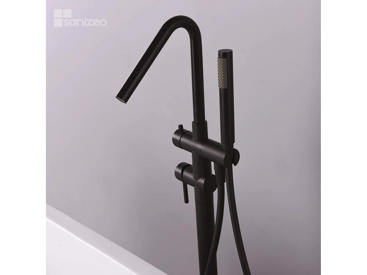 Robinet Mitigeur de Baignoire sur Pied Noir Mat CORCEGA BBECO1/NG