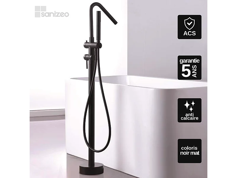 Robinet Mitigeur de Baignoire sur Pied Noir Mat CORCEGA BBECO1/NG