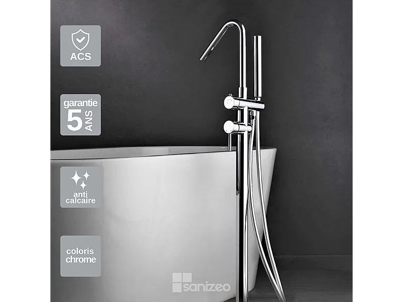 Robinet Mitigeur de Baignoire sur Pied Chrome CORCEGA BBECO1
