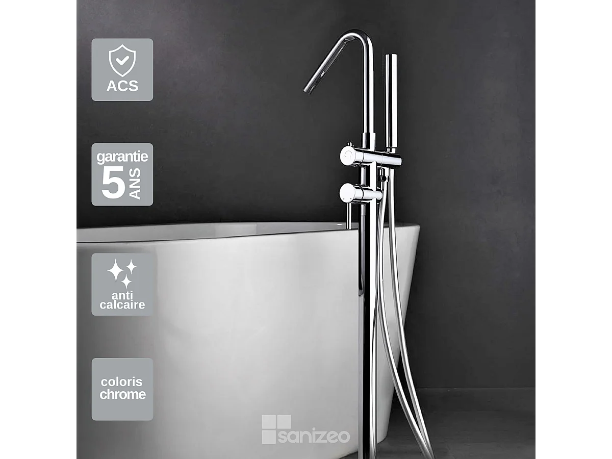 Robinet Mitigeur de Baignoire sur Pied Chrome CORCEGA BBECO1