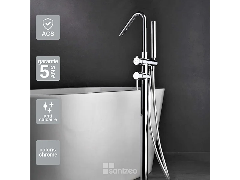 Robinet Mitigeur de Baignoire sur Pied Chrome CORCEGA BBECO1