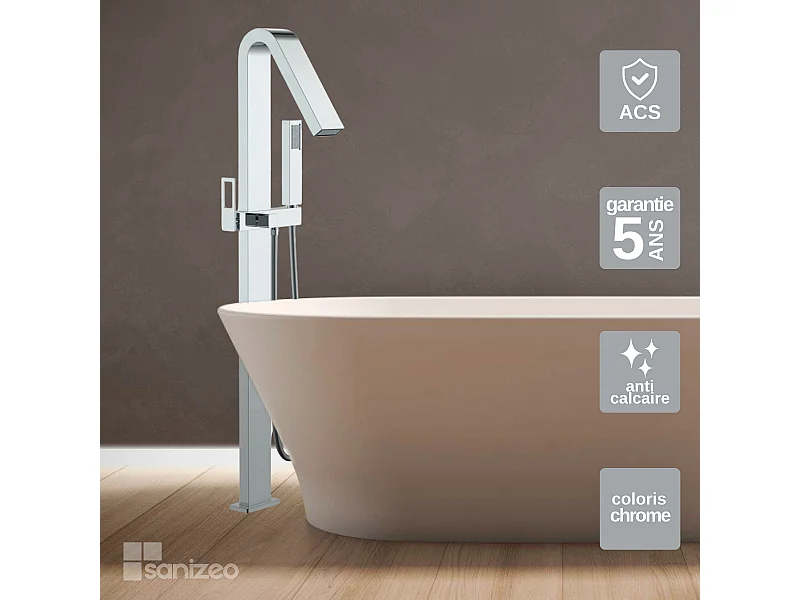 Robinet Mitigeur de Baignoire sur pied avec Douchette Chrome SUECIA BBEC32