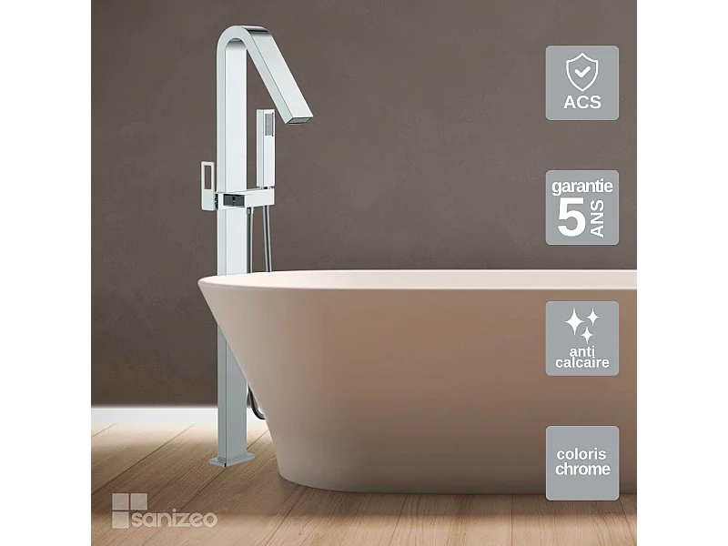 Robinet Mitigeur de Baignoire sur pied avec Douchette Chrome SUECIA BBEC32