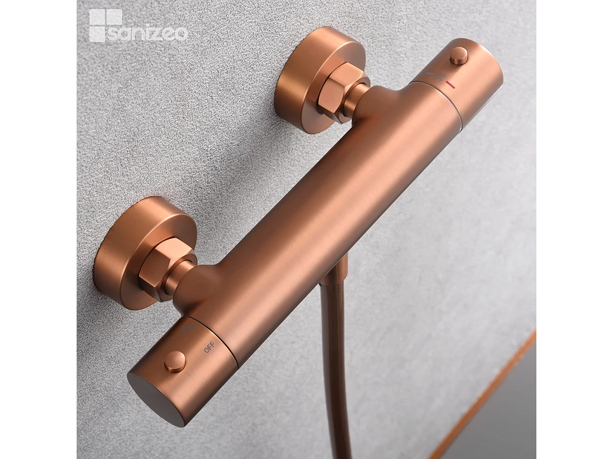 Ensemble de Douche Thermostatique Anti-Calcaire Or Rose Cuivré MONZA BTM039-5ORC