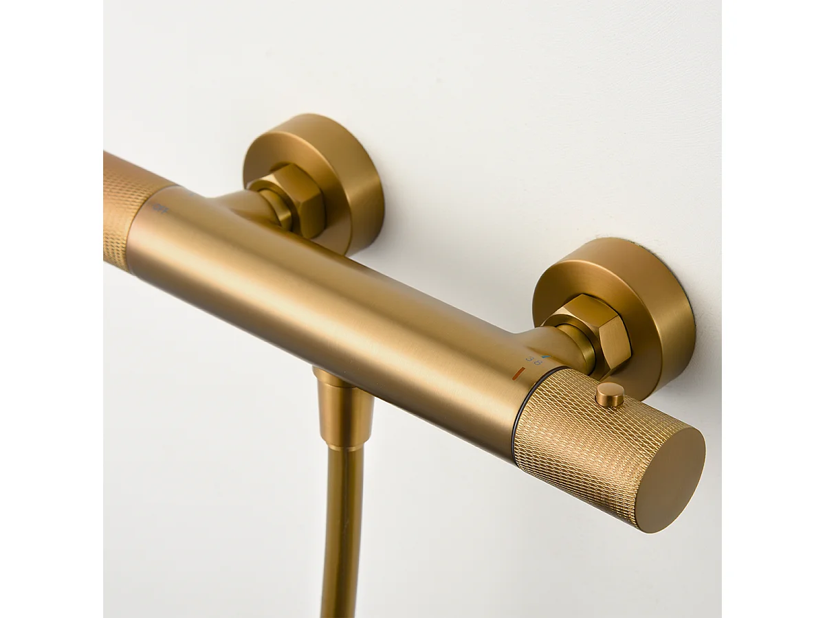 Ensemble de Douche Anti-Calcaire Thermostatique Or Brossé LINE BTD038-5OC