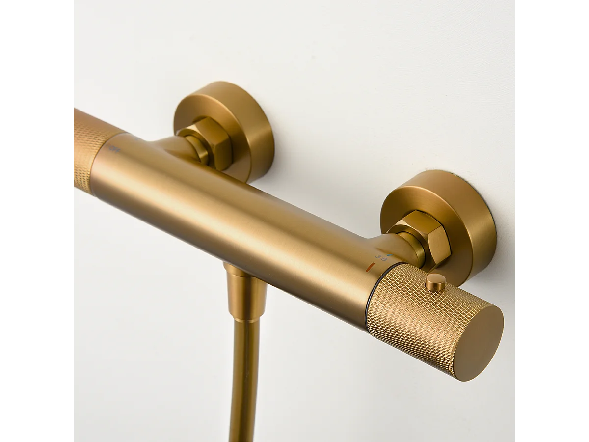 Ensemble de Douche Anti-Calcaire Thermostatique Or Brossé LINE BTD038-5OC