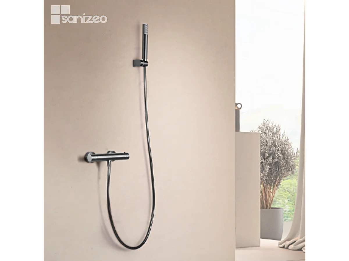 Ensemble de Douche Thermostatique Anti-Calcaire Black Gun Métal GENOVA BDG053-5BGM