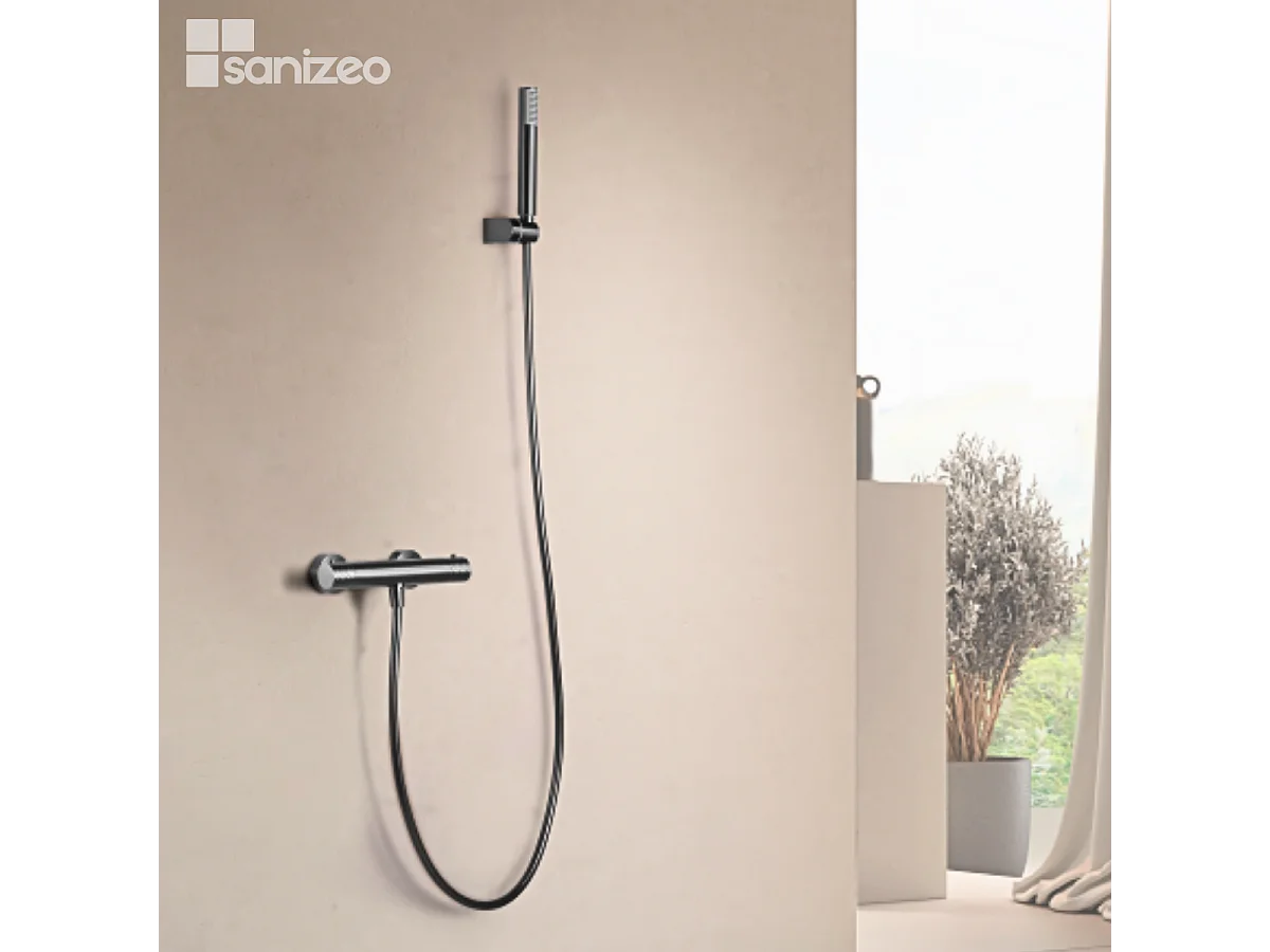 Ensemble de Douche Thermostatique Anti-Calcaire Black Gun Métal GENOVA BDG053-5BGM