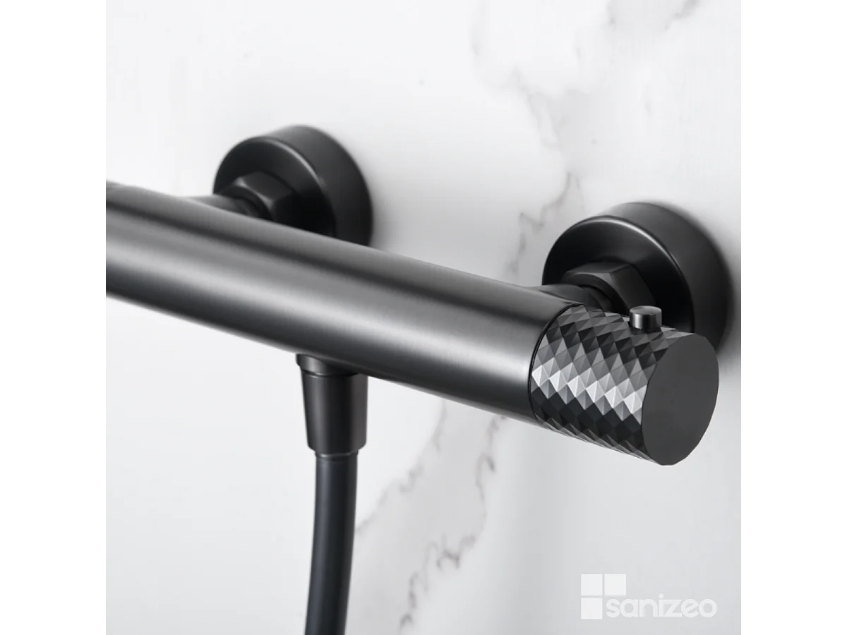 Ensemble de Douche Thermostatique Anti-Calcaire Black Gun Métal GENOVA BDG053-5BGM