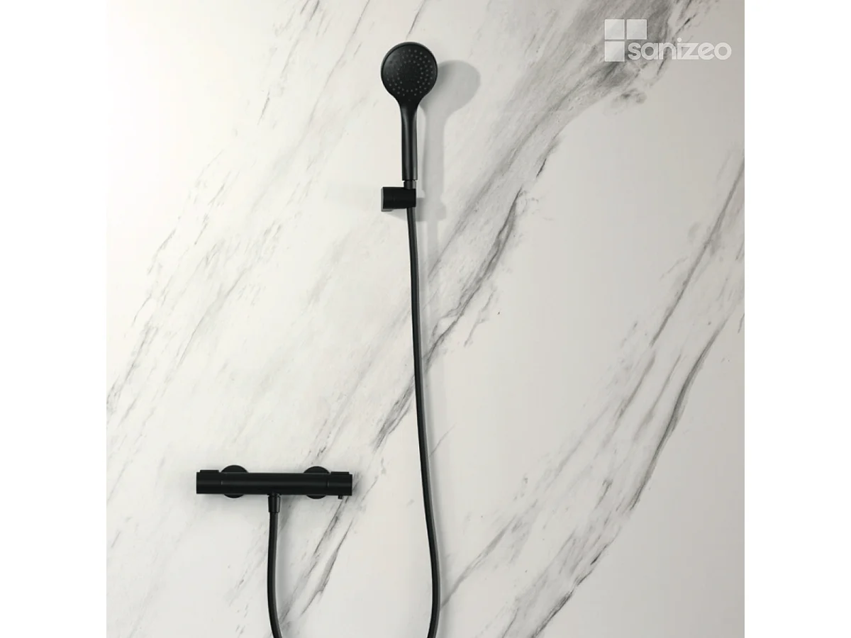 Ensemble de  Douche Thermostatique Économie d'Eau Noir Mat ECO-KENT BTK017-5ECO/NG