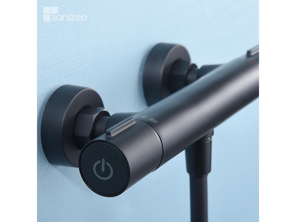 Ensemble de  Douche Thermostatique Économie d'Eau Noir Mat ECO-KENT BTK017-5ECO/NG