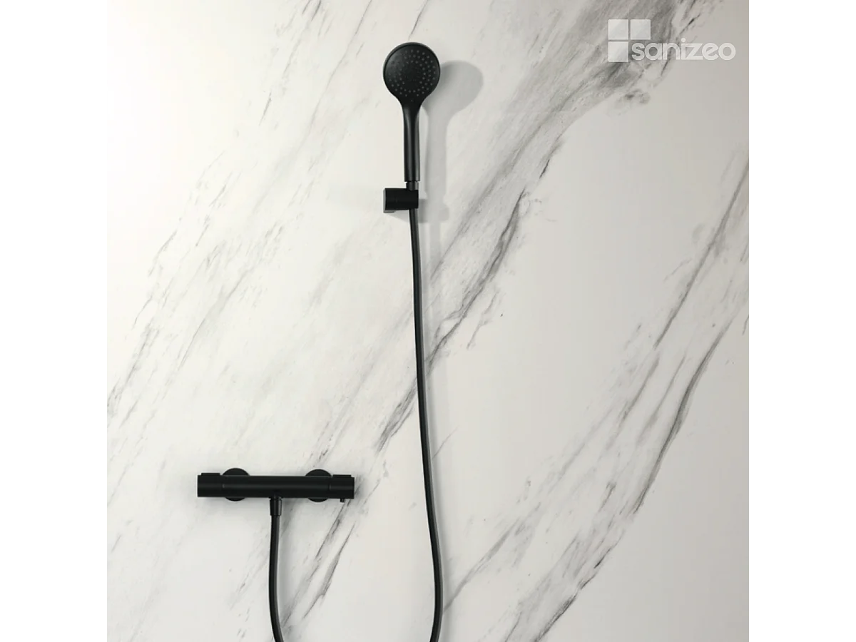 Ensemble de  Douche Thermostatique Économie d'Eau Noir Mat ECO-KENT BTK017-5ECO/NG