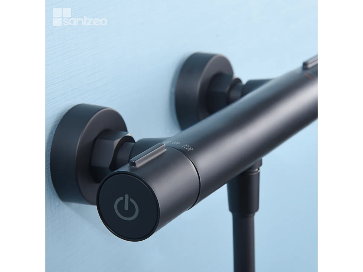 Ensemble de  Douche Thermostatique Économie d'Eau Noir Mat ECO-KENT BTK017-5ECO/NG