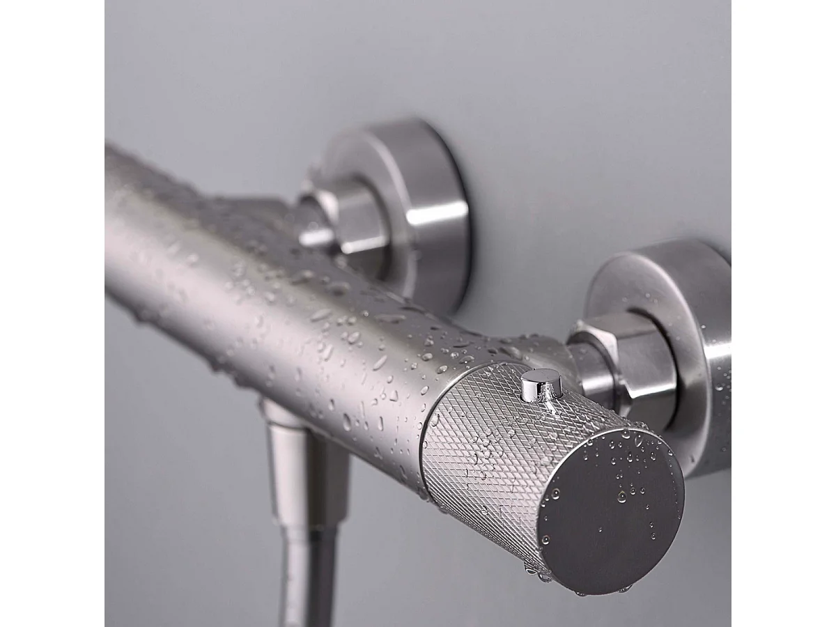 Ensemble de Douche Anti-Calcaire Thermostatique Nickel Brossé LINE BTD038-5NQ