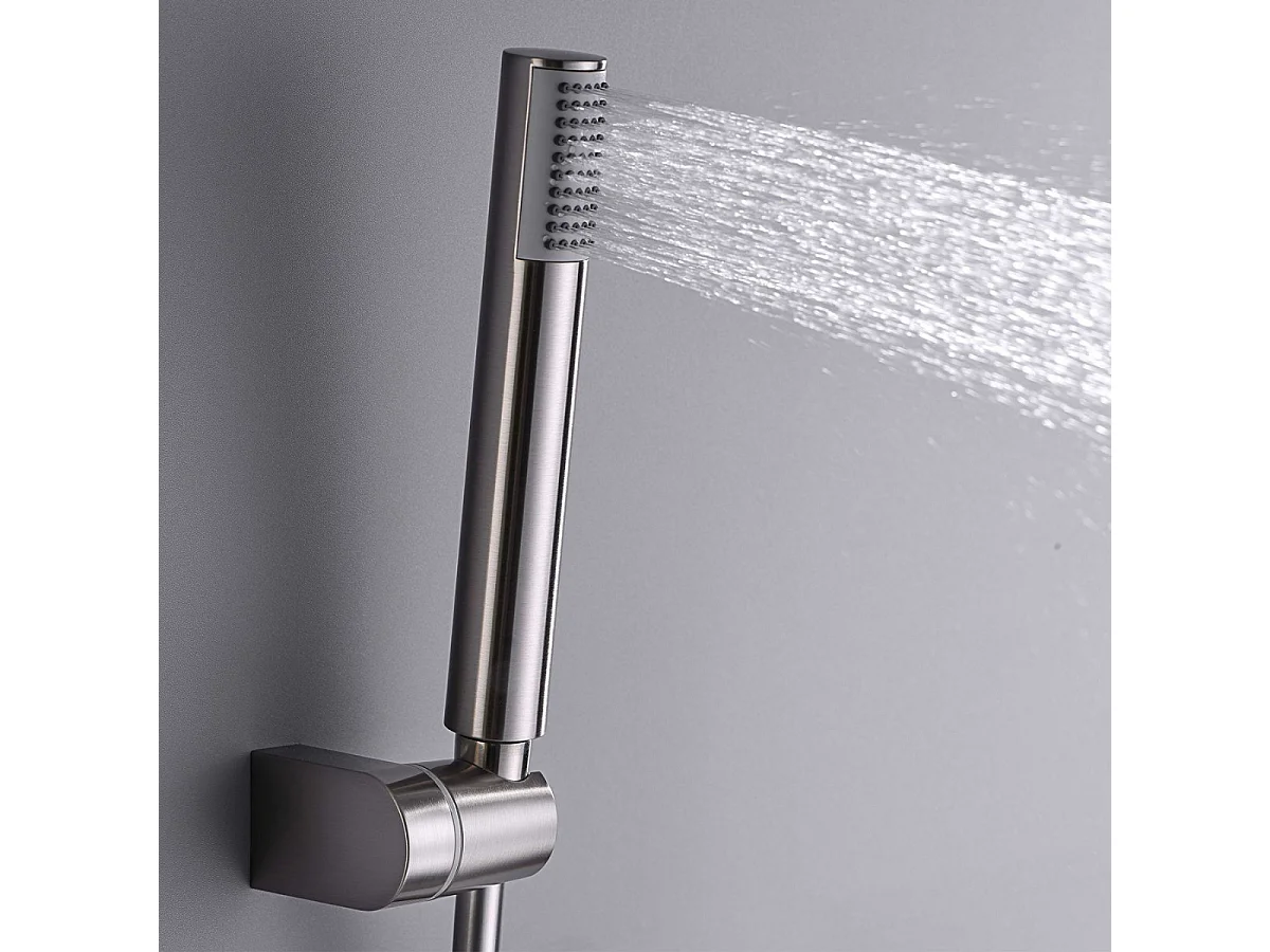 Ensemble de Douche Anti-Calcaire Thermostatique Nickel Brossé LINE BTD038-5NQ