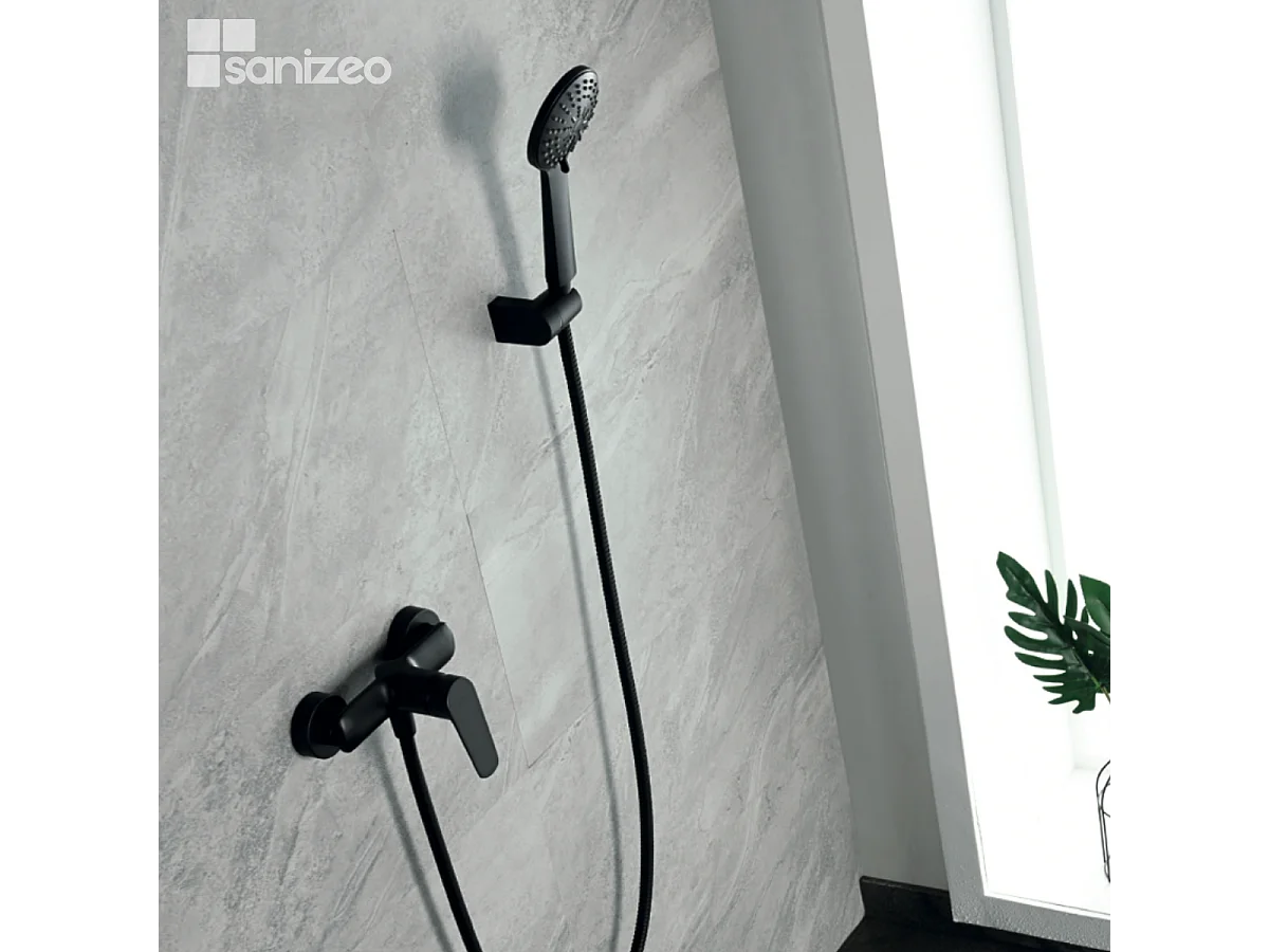 Ensemble de Douche Anti-Calcaire Noir Mat BELGICA BDZ044-5NG