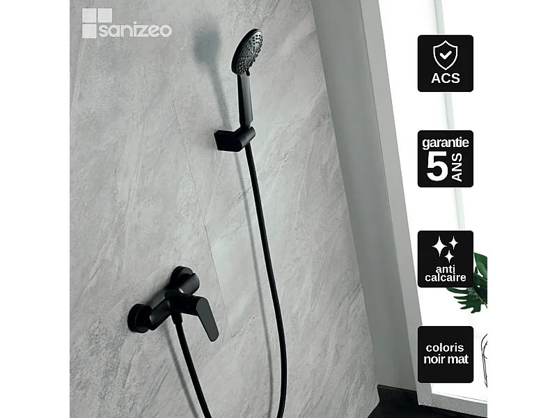Ensemble de Douche Anti-Calcaire Noir Mat BELGICA BDZ044-5NG