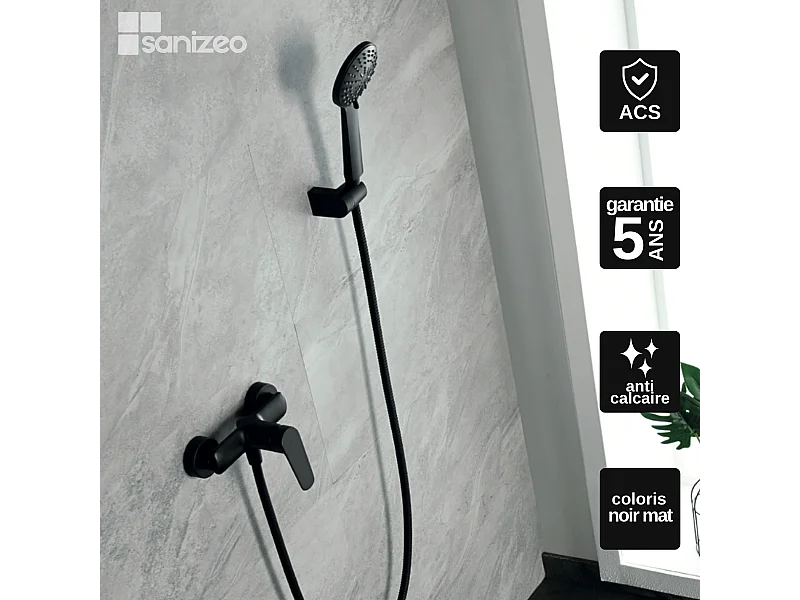 Ensemble de Douche Anti-Calcaire Noir Mat BELGICA BDZ044-5NG