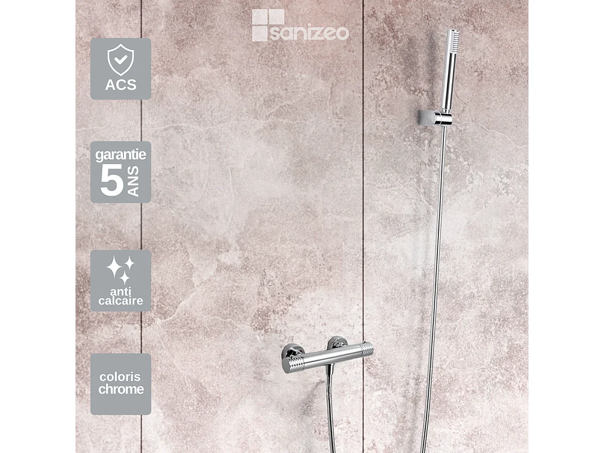 Ensemble de Douche Thermostatique Anti-Calcaire Chrome GENOVA BDG053-5