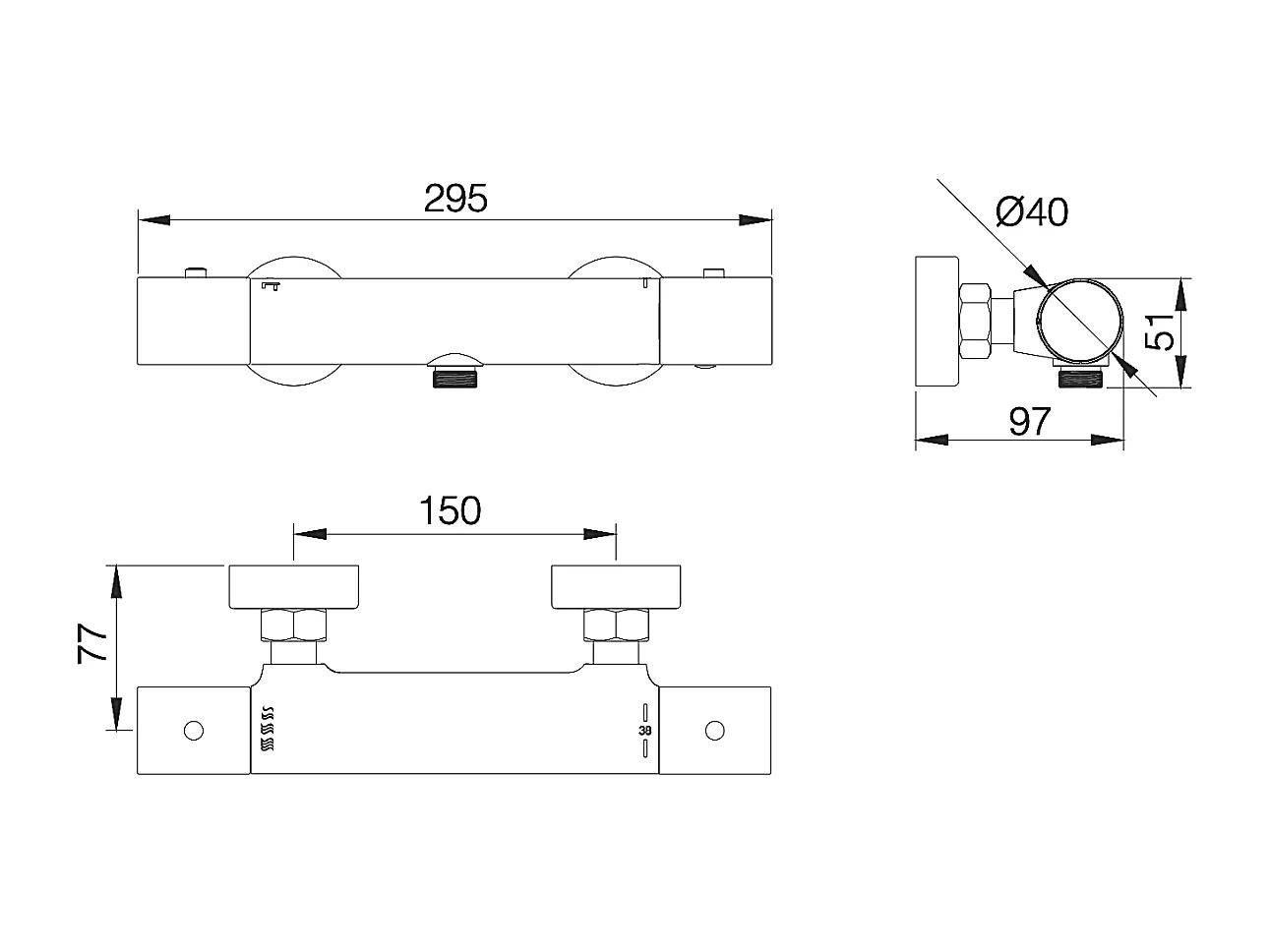 Ensemble de Douche Thermostatique Anti-Calcaire Chrome GENOVA BDG053-5