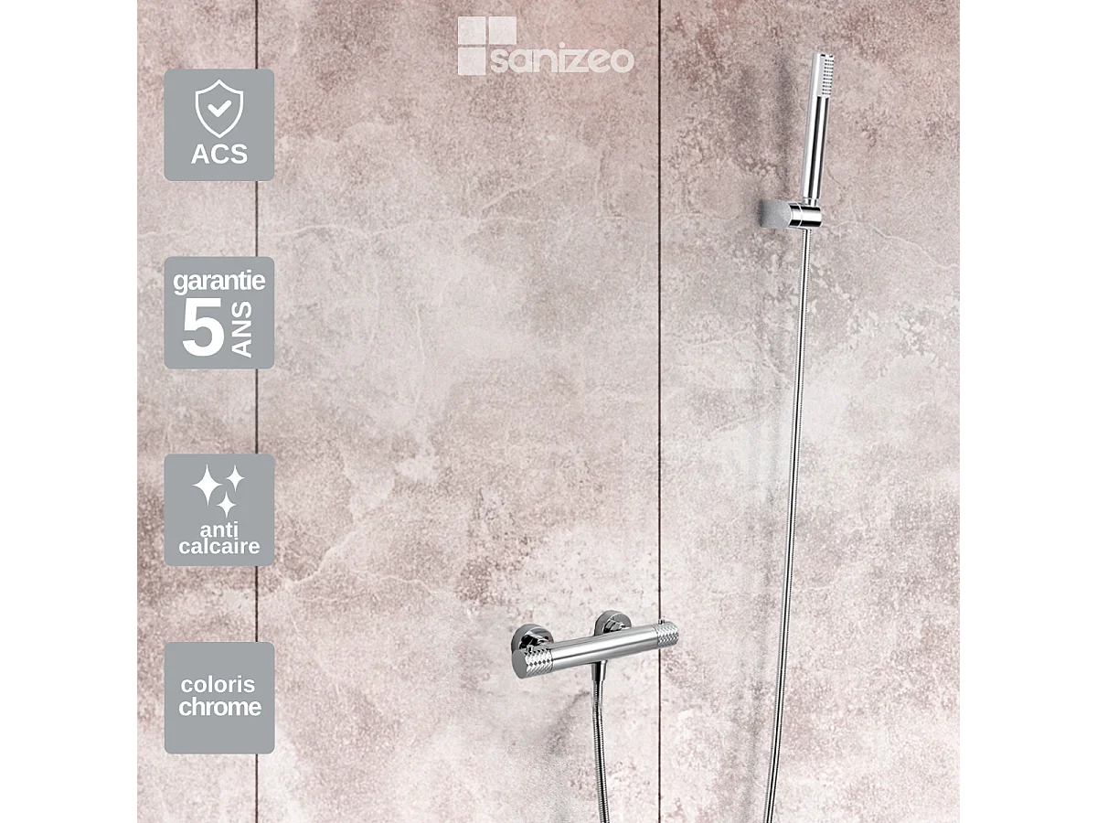 Ensemble de Douche Thermostatique Anti-Calcaire Chrome GENOVA BDG053-5